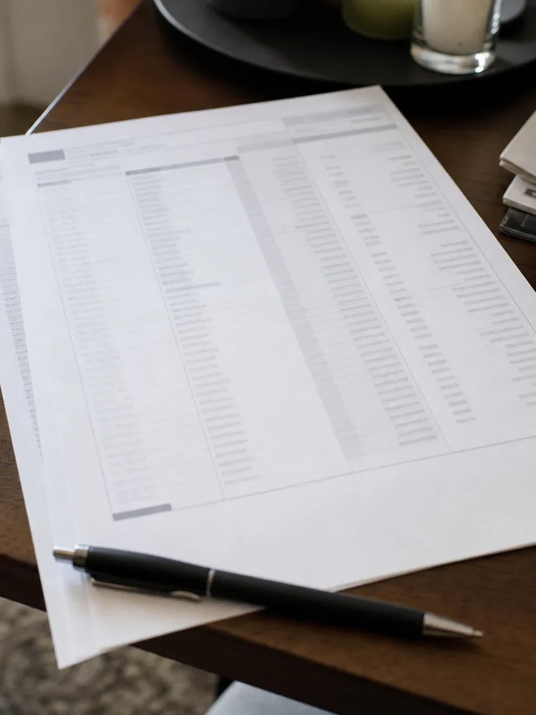A single printed bank statement page lying on a desk, photographed from above at an angle